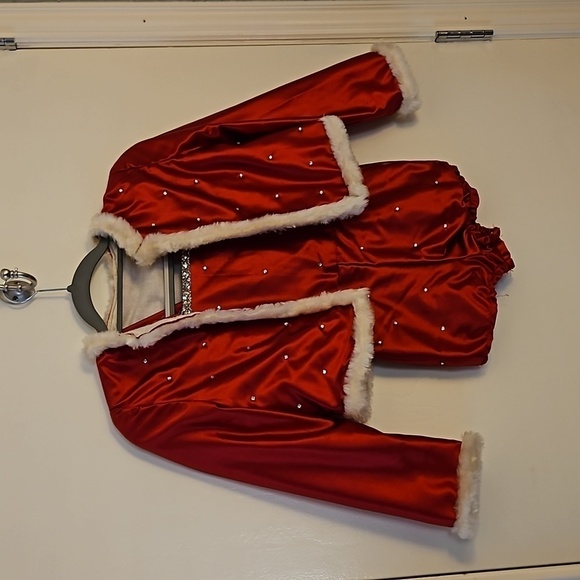 VTG 1960s HANDMADE Red Satin Rhinestone Faux Fur Valentine's Portrait Outfit - Picture 9 of 14